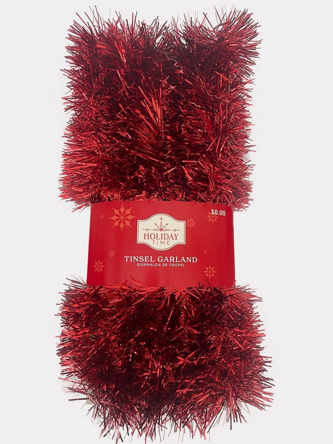 Holiday Time 15 Ft Tinsel Garland Red