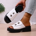 thumbnail image 2 of qkdmdw White Women'S Sandals Slippers Wedge Heels Platform Lightweight Comfortable Spring Summer Style Slip On Casual Flock Upper For Indoor Outdoor 5.5Cm/2.17'' Heel, 2 of 7