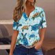 thumbnail image 1 of Puntoco 2024 Tops de verano para mujer, camisetas de verano para mujer, vacaciones, cuello en V, camisas de manga corta, casual, suelta, primavera, vintage, estampado floral, cómoda túnica, 1 of 5