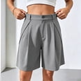 thumbnail image 6 of Qgtaibl Women's Bermuda Dress Shorts High Waisted Pleated Wide Leg Shorts with Pockets Summer Loose Fit Solid Color Fomal Work Shorts Gray XL, 6 of 8