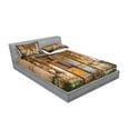 thumbnail image 2 of Ambesonne Rustic Fitted Sheet & Pillow Sham Set, Grunge Old Door, Queen, Multicolor, 2 of 2
