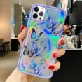 thumbnail image 6 of for iPhone 15 Pro Case Cute Butterfly Pattern Design for Women Girls Sparkle Iridescent Laser Bling Glitter Stars Soft TPU Silicone Shockproof Phone Case Cover for iPhone 15 Pro, Purple, 6 of 14