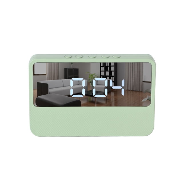 Naiovety Despertador digital LED Dormitorio Snooze Time Clocks Home Hotel Operado por Sala de estar Espejo interior Blanco Decoración del hogar Verde