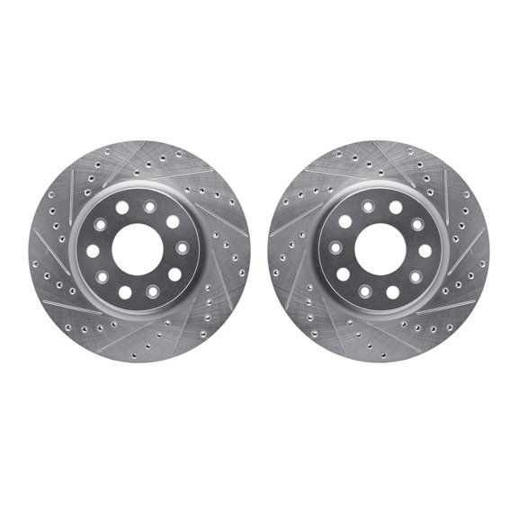 Dynamic Friction Company Front Brake Rotors-Drilled and Slotted-Silver 7002-42023