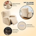 thumbnail image 6 of CJC Stretch Recliner Couch Covers, 4-Piece Recliner Chair Covers Furniture Protector with Elastic Side Pockets for Armchairs (Beige), 6 of 8