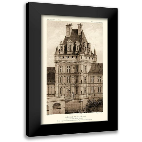 Petit, Victor 10x14 Black Modern Framed Museum Art Print Titled - Sepia Chateaux VIII