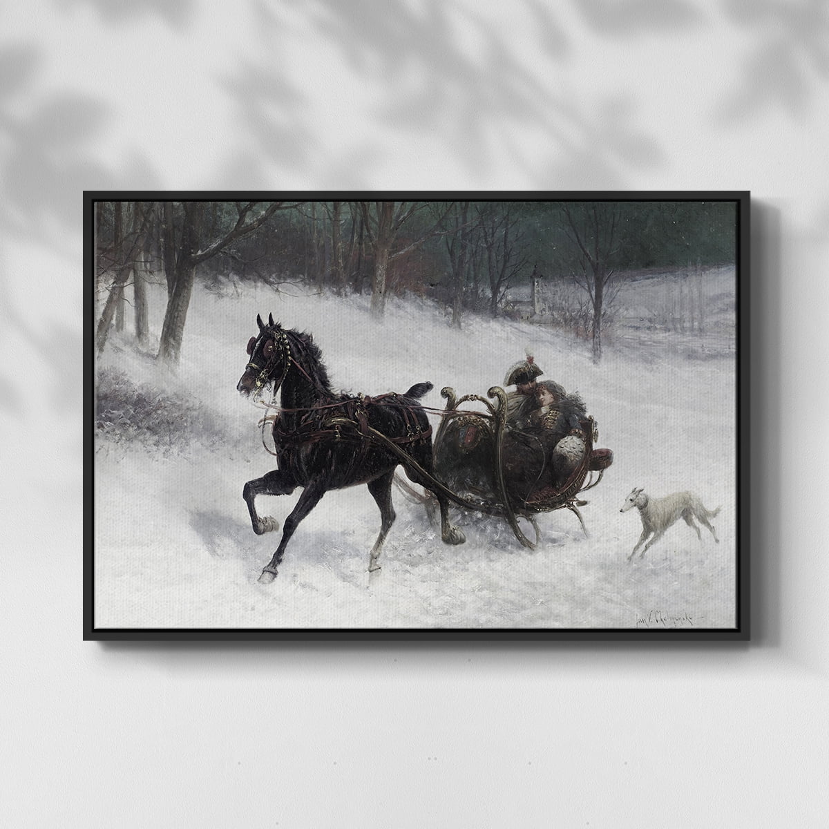 Vintage Animal Print-XXIV By Wexford Home Framed in Black Wood Gallery Wrapped Canvas 27 in. x 41 in.