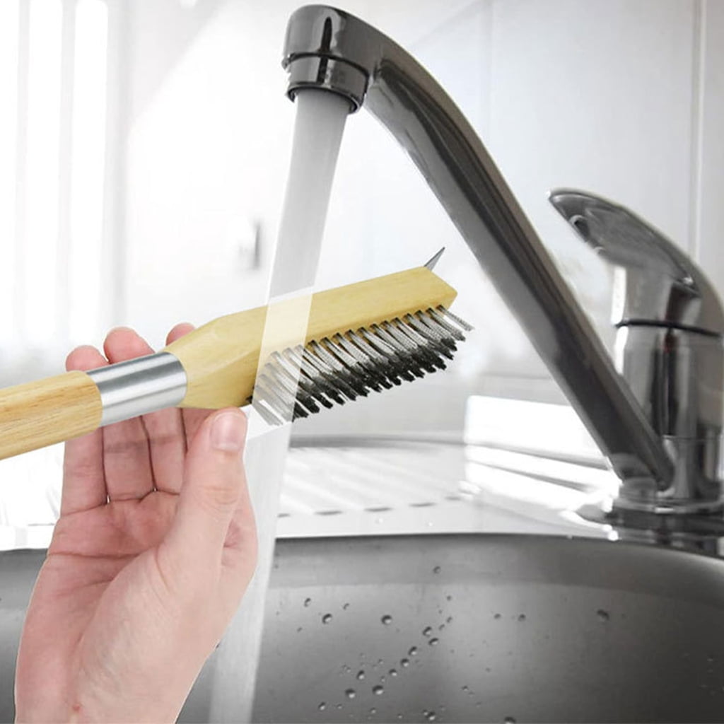 Professional Pizza Oven Brush with Detachable Handle Steel Bristles for Grills