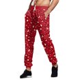 thumbnail image 3 of MAWCLOS Men Straight Leg Christmas Print Trousers Running High Waist Sweatpants Red 2XL, 3 of 4