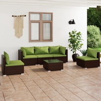 vidaXL 6 Piece Patio Lounge Set with Cushions Poly Rattan Brown