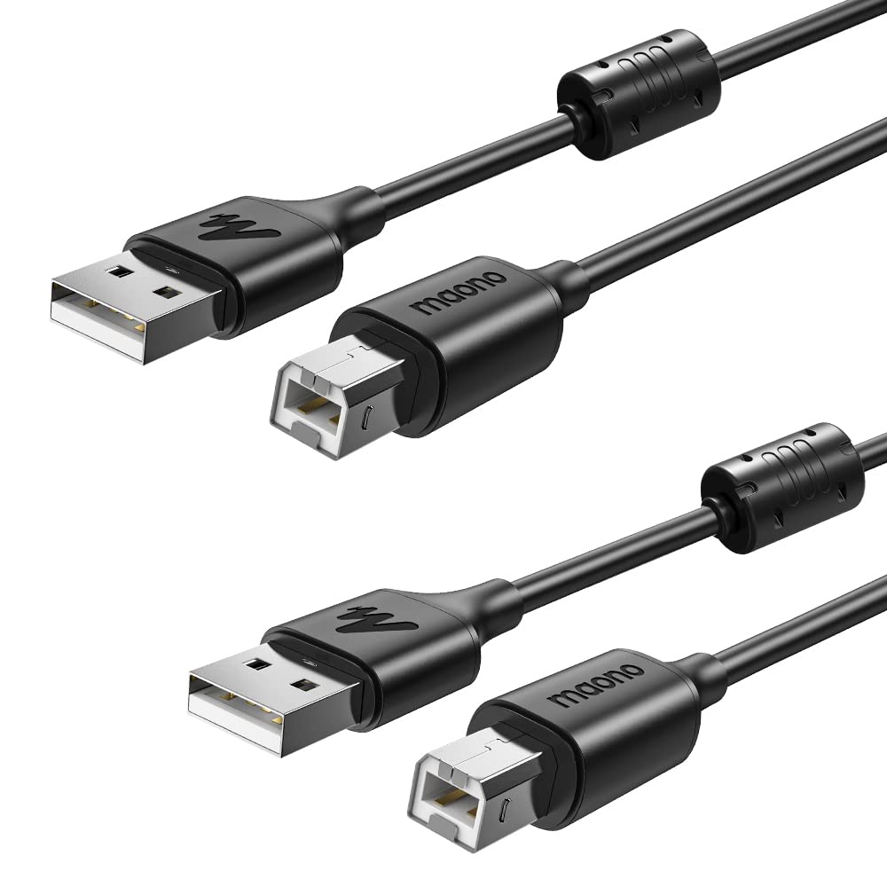 USB Printer Cable, Upgraded VersionShielding Ring USB 2.0 AMale to B