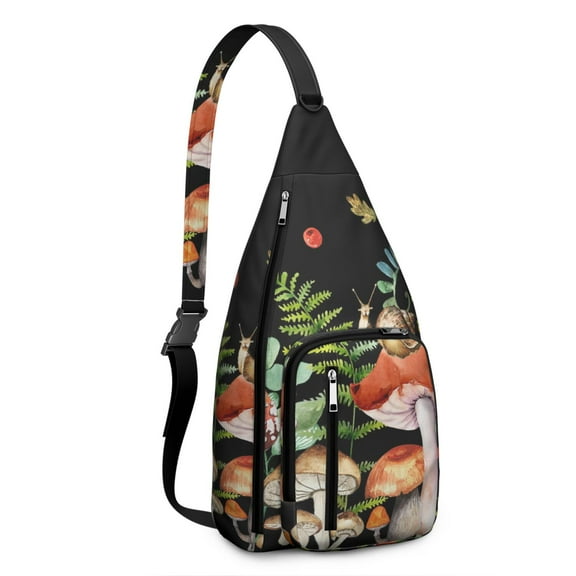 Waterproof Hiking Backpack Sling Bag for Women – Lightweight Crossbody Bags with Adjustable Strap, Multipurpose Chest Bag for Travel, Outdoor Adventures & Everyday Use – Boho Vintage Mushroom Design