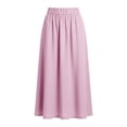 thumbnail image 7 of QATAINLAV Womens Elegant High Waisted Linen Midi Skirt Lightweight Summer Swing A-Line Wrap Business Casual Skirts Pink XL, 7 of 7