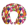 thumbnail image 1 of Colorful Travel Pillow Neck Rest, Nature Inspired Botanical Motif with Abstract Quirky Leaves on Plain Background, Memory Foam Traveling Accessory Airplane and Car, 12", Multicolor, by Ambesonne, 1 of 2