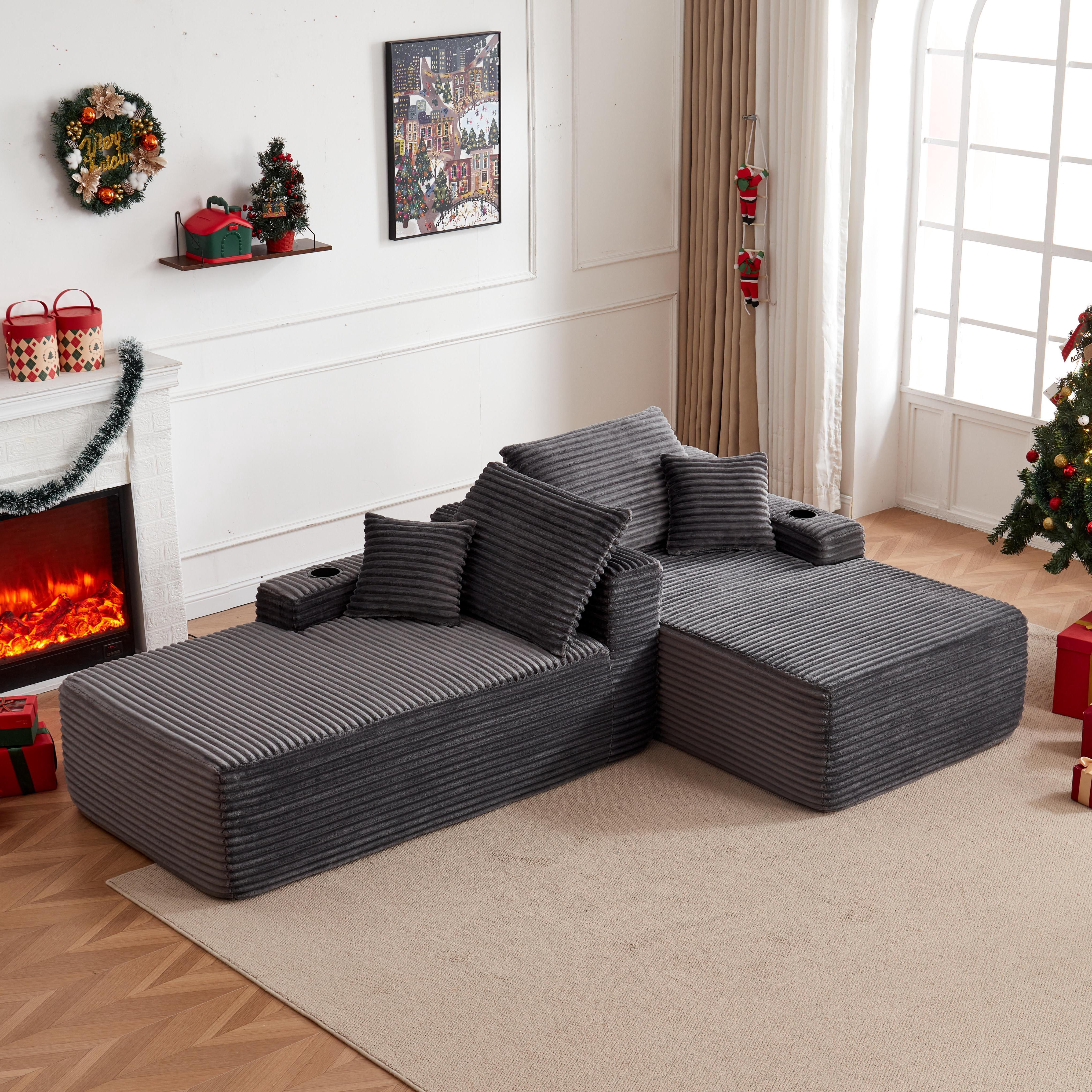 avobird 69" Cloud Loveseat, L-Shaped Modular Sofa with Deep-Seat Design, Comfortable 2 Seater Couch for Modern Living Room, Plush Fabric, Gray
