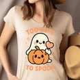 thumbnail image 4 of Too Cute To Spook Shirt | Cute Ghost Graphic Tee | Unisex Casual T-Shirt, Navy, Size S, 4 of 6