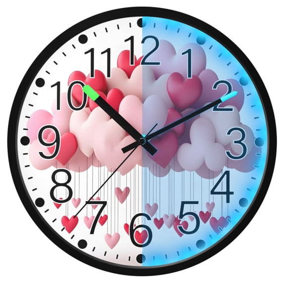Ryvnso Valentine's Heart 12 Inch Night Light Wall Clock Silent Battery Operated Luminous Clocks