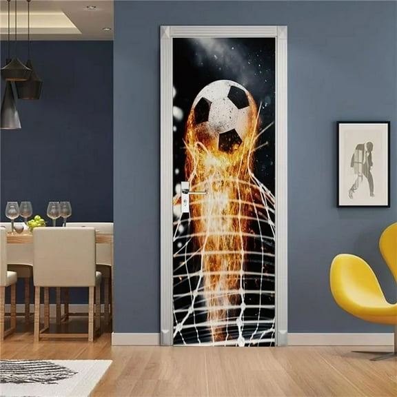 Football Door Sticker Soccer Wallpaper Ball Sport DIY Self-Adhesive D Wall Decal Bedroom r Post Mur