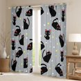 thumbnail image 2 of jejeloiu Cute Animal Cat Black Out Curtains,Kawaii Kitten Stars Curtains Pack of 2 (42x63 Each),Gray Black Bedroom Curtains For Teens,Beathable Home Decor, 2 of 6