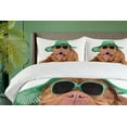 thumbnail image 4 of Ambesonne Dog Duvet Cover Set, Hipster Style Animal Summer, 2-Calking, Shamrock Green and Caramel, 4 of 6