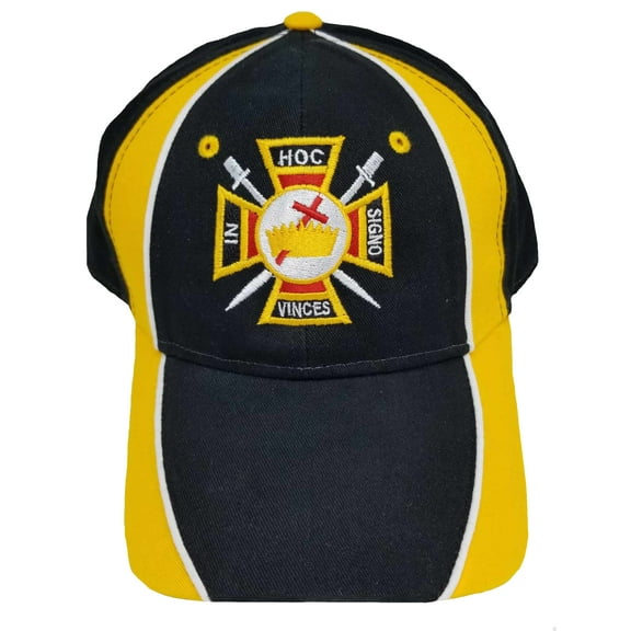 Knights Templar Hat Black Baseball Cap IN HOC SIGNO VINCES Mens Adjustable Embroidered