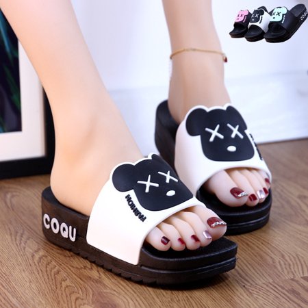 

Thick Sole Slippers High Platform Shoe PVC Flip Flop Cartoon Design Anti-Slip Sandal for Indoor Outdoor Bathroom 40 Green