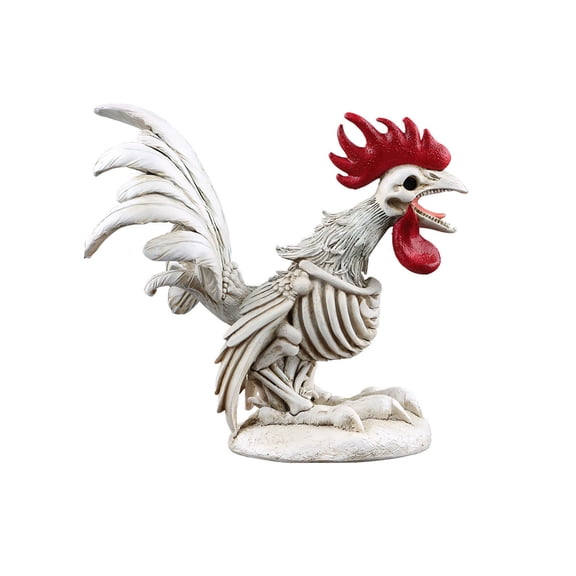 Halloween Rooster Skeleton Statue Decorations,Animal Skeleton figurine Home Decor,Full Body Chicken Skeleton Bones Statue ,Resin Scary Rooster Skeleton Sculpture for Indoor Outdoor
