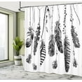 thumbnail image 5 of Ambesonne Grey Shower Curtain, Hand Drawn Feather, 69"Wx70"L, Black, 5 of 5