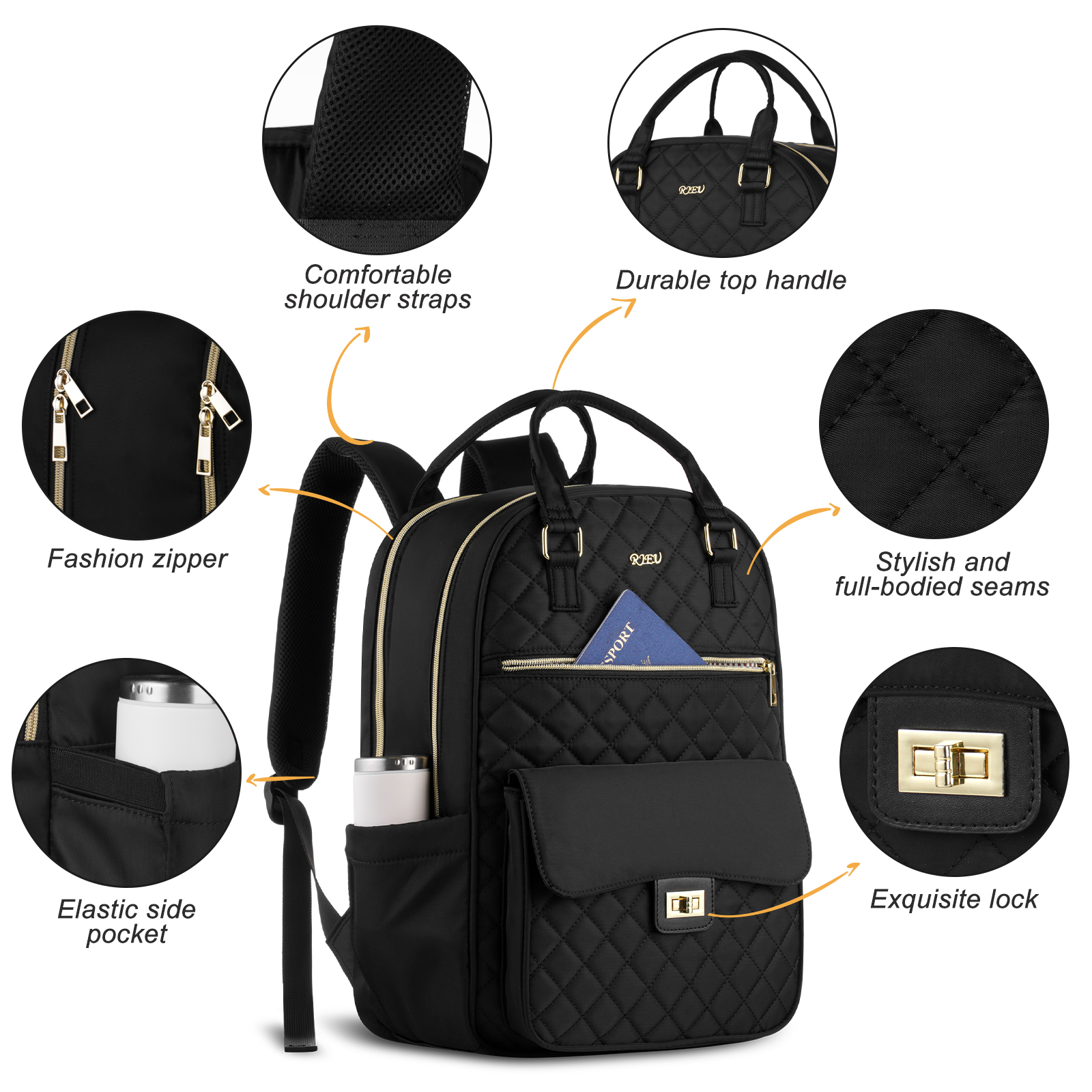 Backpack for Women fits 15.6inch Laptop，Travel Laptop Backpack，Black