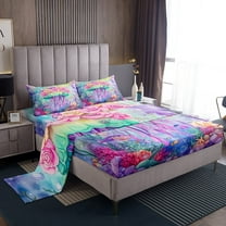 Erosebridal Cartoon Jellyfish Sheet Set Twin,Green Purple Bedding Sets Twin Size,Ocean Theme Decor,Breathable,3pcs