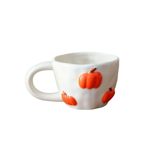 Halloween Mug: 400ml Ceramic Pumpkin Coffee Mug With Handle - Coffee Cup For Fall Breakfast Halloween Decor Milk & Cocoa