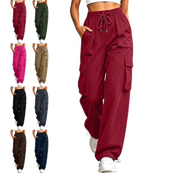 Quick Dry Cargo Pants for Women Drawstring Tapered Joggers Multi Pocket Casual Everyday Pants