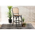 thumbnail image 7 of Baxton Studio Vance Mid-Century Modern Brown Woven Rattan and Black Wood Cane Counter Stool, 7 of 7