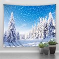 thumbnail image 3 of Tapiz con estampado de muñeco de nieve y alce con paisaje de nieve de invierno para decoración de pared del hogar, sala de estar y dormitorio, 3 of 5