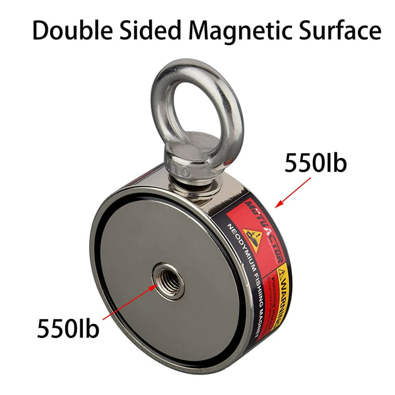 MUTUACTOR Double Sides 880Ib Fishing Magnet Kit with 66Ft Rope