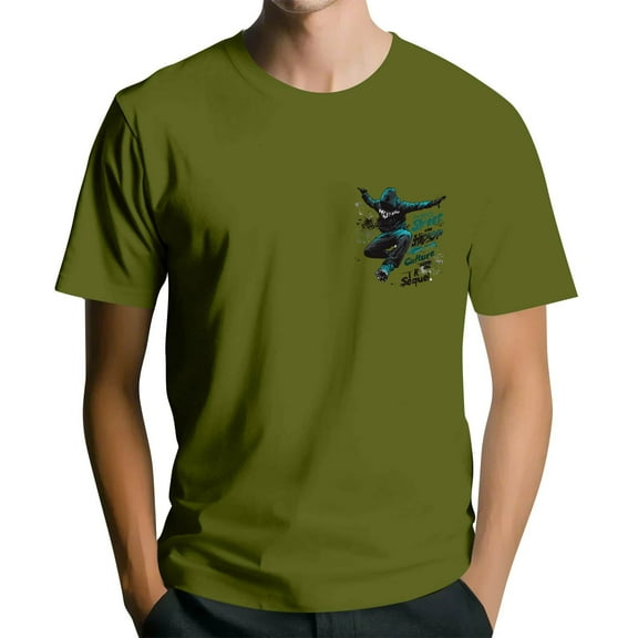 NAMTYQX Mens Graphic T-Shirts Pattern Lounge Crew Neck Short Sleeve Plus Size Breathable Casual Light Cool Baggy Tshirts Shirts for Men Army Green Size L