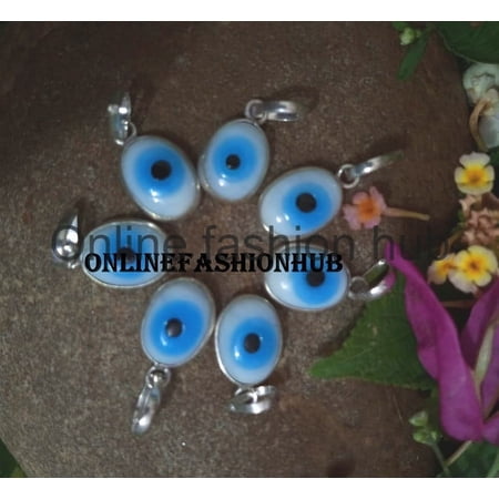 Evil Eye Gemstone 925 Sterling Silver Plated Handmade Pendant 10 pcs