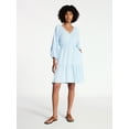 thumbnail image 6 of Time and Tru Women's Tiered Mini Dress with ¾ Sleeves, Sizes XS-XXXL, 6 of 6