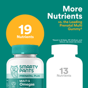 SmartyPants Prenatal Plus Multi & Omega-3 Gummies 2-Pack, Improved Formula, 50% Less Sugar, 120 Ct Ea