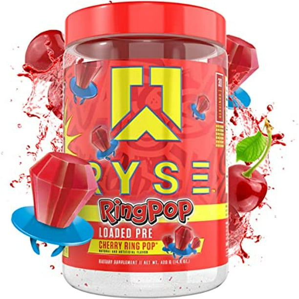 Ryse Up Supplements Loaded PreWorkout Powder Official Ring Pop® Cherry
