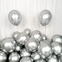 KIRIKOU Party Balloons 12inch 50pcs Thick Latex Metallic Balloons Chrome Balloons Birthday Shiny Balloons Party Decoration Wedding Birthday Baby Shower Christmas Helium Balloons - Silver