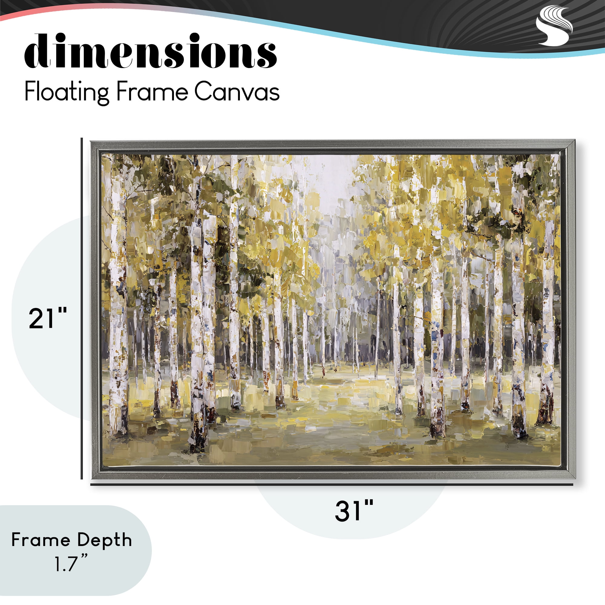 Stupell Industries Impressionist Birch Trees & Fall Leaves Gray Framed Floater Canvas Wall Art, design by Jacky Ngan