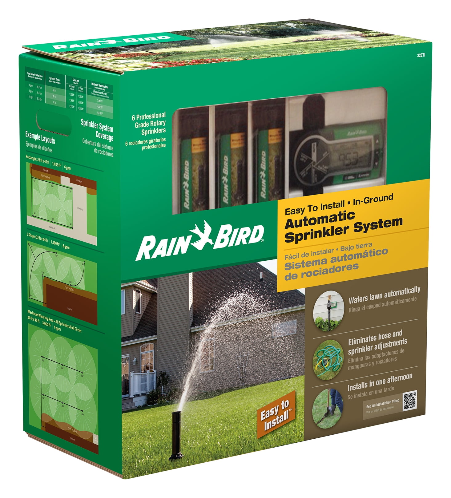 Rain Bird In Ground Automatic Lawn Sprinkler Irrigation Pop Up System Timer 