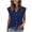 Blue, variant on Women's Flutter Sleeve Button Accent Shirts Summer Comfy V-Neck Short Sleeve Blouses Loose Fit Casual Daily Wear Tops Pink