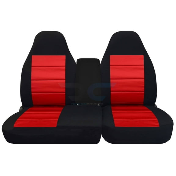 Design Covers F150 Black and Red, Velour, Durable, Front Seat Covers, 2 Pieces
