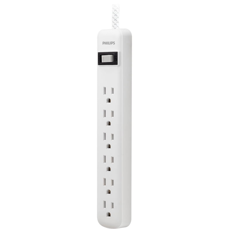 6-Outlet Surge Protector Power Strip with Braided Cord, White photo 7
