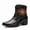 Black, variant on Men's Western Ankle Boots, Leather & Fabric Short Cowboy Boots with Ethnic Print & Side Zipper, Black & Brown