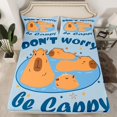 thumbnail image 2 of Homewish Be Cappy Queen Sheet Sets,Cartoon Animal Capybara Flat Sheet,Blue Brown Queen Fitted Sheet For Boys Kids,Super Cozy Room Decor,4pcs, 2 of 7
