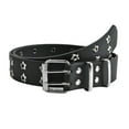 thumbnail image 2 of Double Grommet Belt, Wide Belt Vintage Style Double Prong Buckle Punk Waist Belt for Dancing, 2 of 8