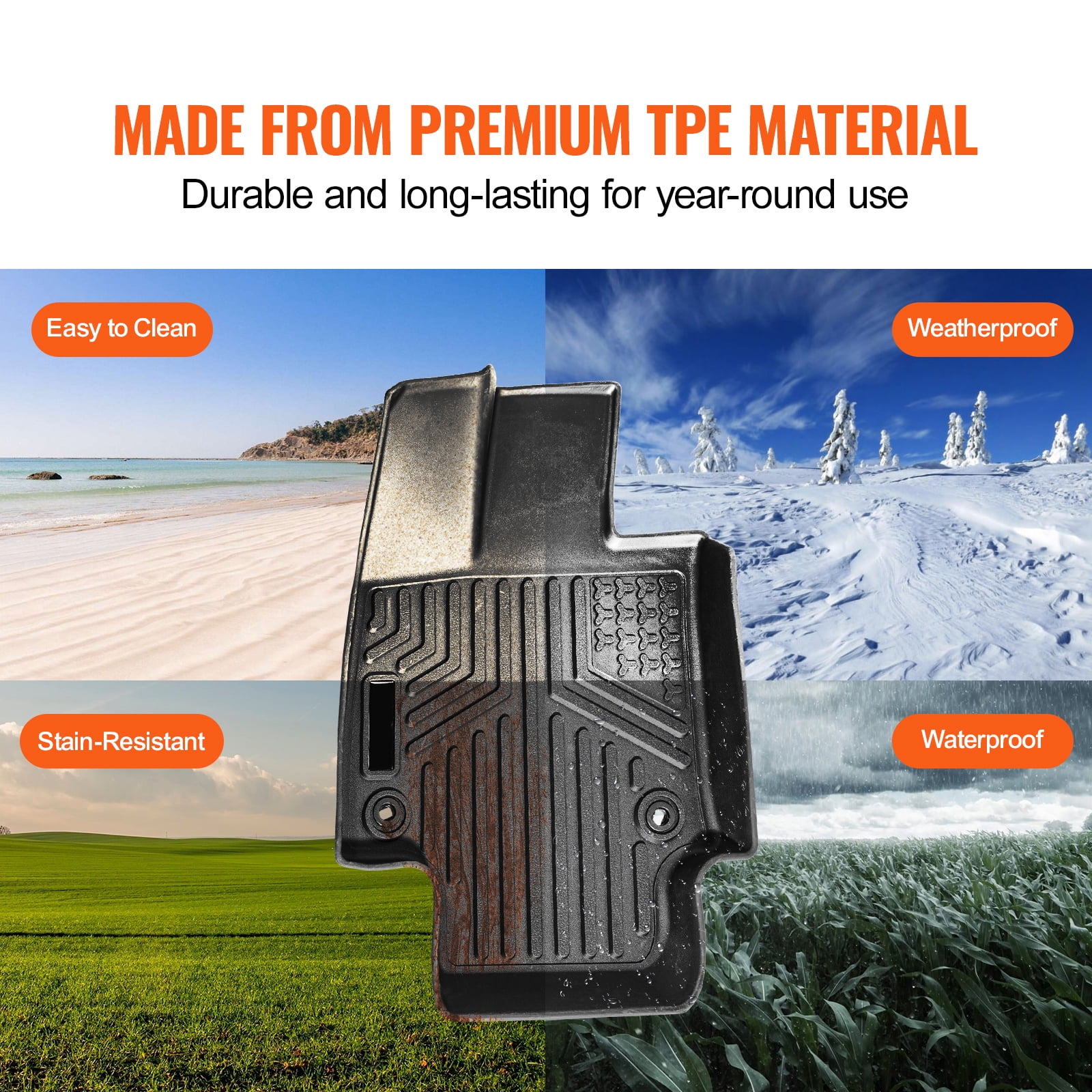 KFFKFF Car Floor Mats, Compatible with Toyota RAV4 (Excluding Hybrid or Prime) 2019-2024, Set of 3 Front and Second Row Liners, Weather-Resistant Customized TPE Car Floor Mats, Simple to Maintain